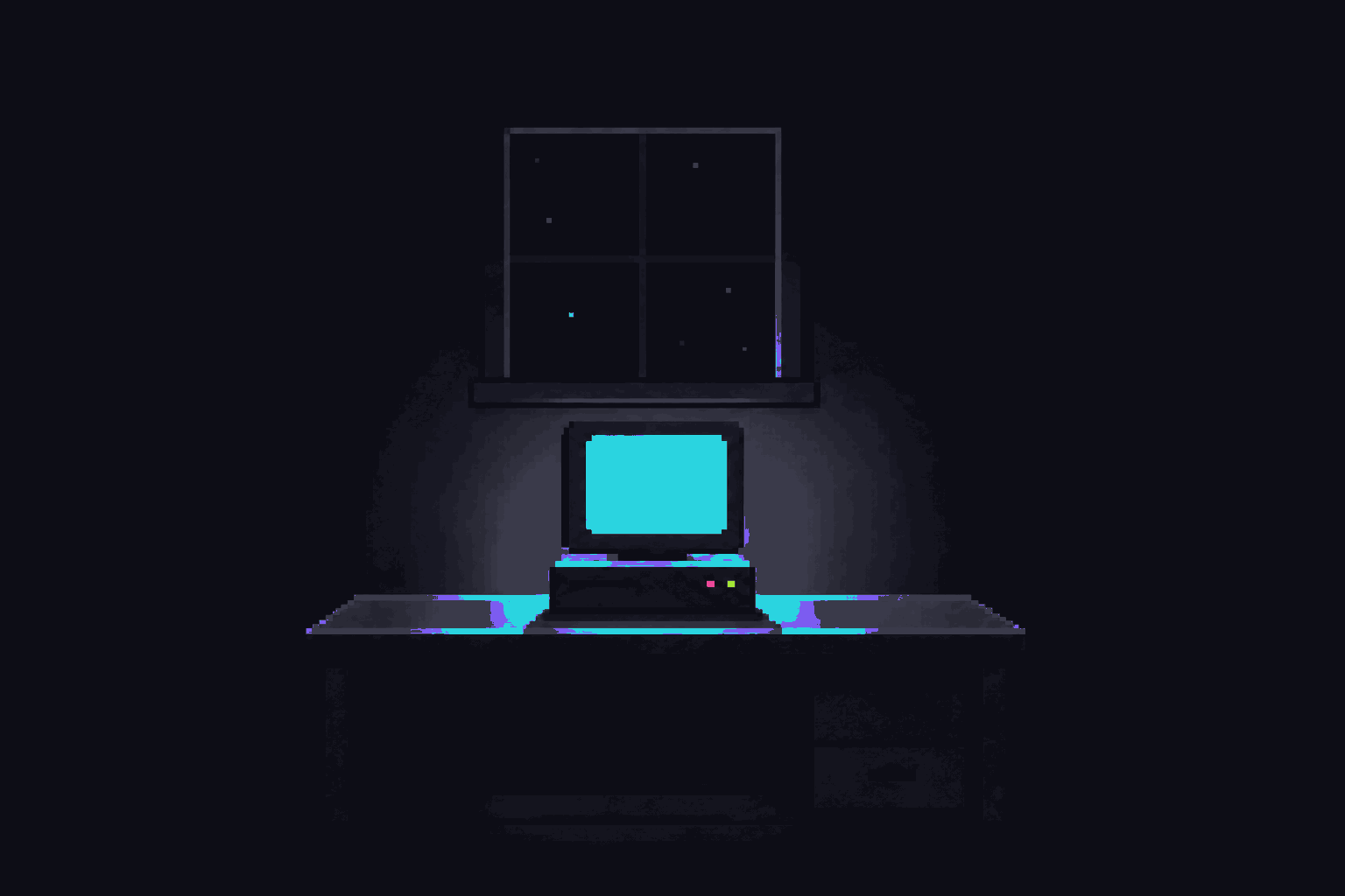 A single computer glowing in a dark room — the miner running on your own machine.